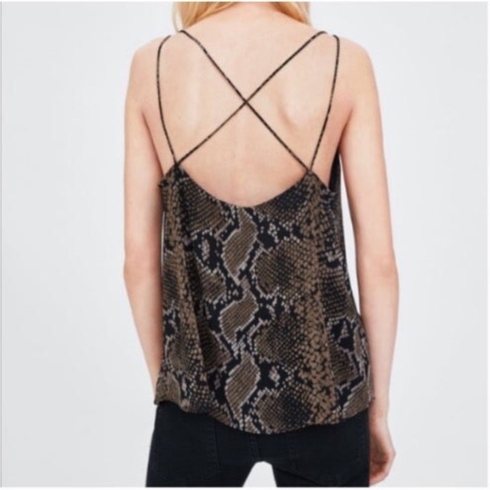 Zara Snake Animal Print Cami in Brown Size Small NWT - Picture 7 of 10